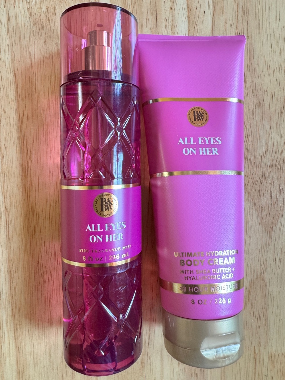 Bath.  & Body Works All Eyes On Her Fragrance Mist & Body Cream Set - Pink